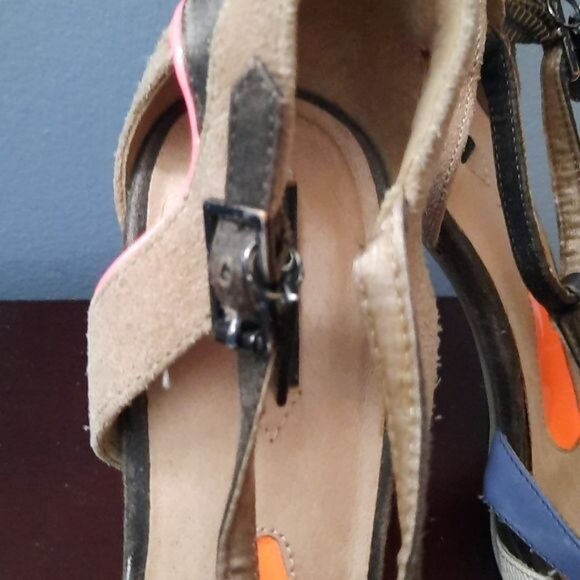 Diesel Leather Suede T Strap High Heel Sandal Size EU 39 US 8.5 - Picture 10 of 16